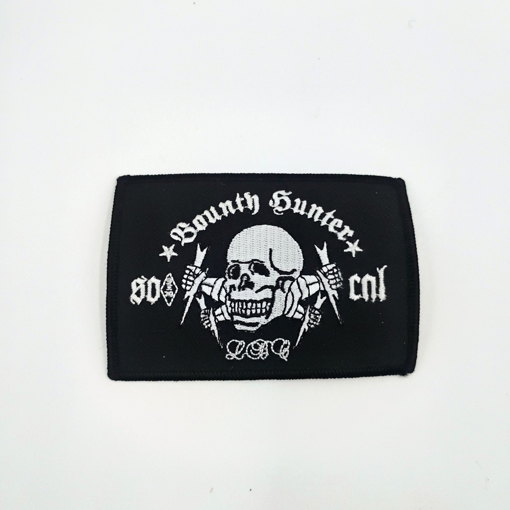 Bounty Hunter Skull So Cal Embroidered Iron On Sew On Patch Black White VTG 90s